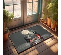 Winter Mat Full Moon Night: Two Elves Share A Steaming Cup Of Tea Doormat Restroom Decor Fall Door Decorations(40X60CM)