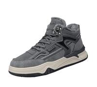 Winter Mens Boots Thermal Fleece Lined Ankle Snow Boots Non-Slip Walking Shoes Insulated Thermal Desert Combat Chukka Shoes for Outdoor Adventures Grey