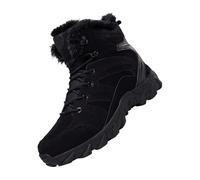 Winter Mens Boots Thermal Fuzzy Lined Ankle Snow Boots Comfortable Trekking Shoes Insulated Thermal Combat Desert Chukka Shoes Designed for Outdoor Adventures Black