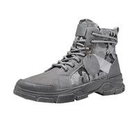 Winter Mens Boots Warm Fleece Lined Lether Ankle Boots Waterproof Non-Slip Combat Desert Chukka Shoes Lace Up Wide Fit Snow Hiking Shoes Insulated Thermal Designed for Outdoor Camping Grey