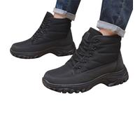 Winter Mens Boots Warm Fuzzy Lined Ankle Snow Boots Casual Trekking Shoes Insulated Thermal Desert Combat Chukka Shoes for Outdoor Adventures Black