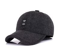 Winter Men's Classic Baseball Cap Warm Tweed Peaked Hats with Foldable Earmuffs Warmer Adjustable Strap Outdoor Black Hat Large Vintage