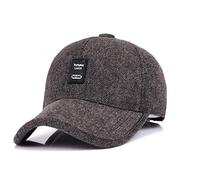 Winter Men's Classic Baseball Cap Warm Tweed Peaked Hats with Foldable Earmuffs Warmer Adjustable Strap Outdoor Black Hat Large Vintage