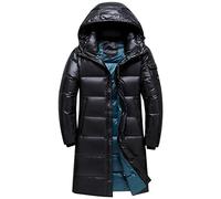 Winter Men's Down Jacket Long Thicken Warm 90% White Duck Down Coat Men Winter Puffer Jacket Hooded Parka Black Outwear Black S