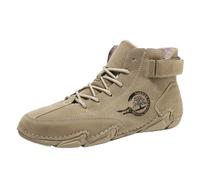 Winter Men's Fashion Suede High Top Ankle Boots Outdoor Comfort Casual Warm Fleece Lined Winter Sneakers For Gentlemen (Beige, 7. 5)
