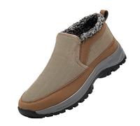 Winter Men's Middle and Elderly Father Padded Thickened Warm Non Elderly Old Man Grandfather Cotton Leather Shoes Men Wide (Brown, 11)