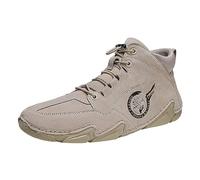 Winter Men's Padded Korean High Top Short Boots Sports Shoes, beige, 10.5 UK