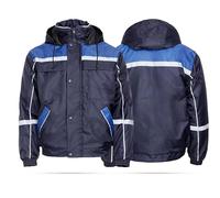 Winter Men's Work Padded Jacket Windproof and Waterproof, Reflective Strips, Hooded Work Coat, Safety Workwear, XXL