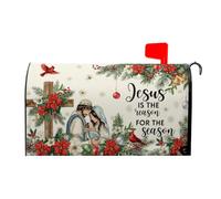 Winter Merry Christmas Mailbox Covers Magnetic Standard Size Birth of Jesus Nativity Mailbox Cover 21x18 Inch Xmas Cardinal Birds Mail Box Wrap Post Letter Box Wraps for Garden Yard Home Decor