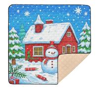 Winter Merry Christmas Snowman Soft Thick Baby Tummy time Play mat for Floor Waterproof Foldable Infant Play Activity Mat for Newborns Babies Infants Toddlers, 50'' x 50''
