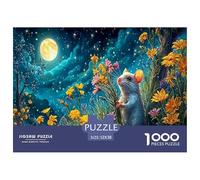 Winter Mice Impossible Hard Difficult 1000 Pieces Adult Jigsaws - Mouse in Moonlit Flower Field Educational Game Decompression for Gifts52x38cm/1000pcs