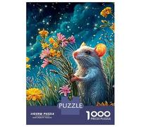 Winter Mice Premium Cardboard 1000 Piece Mouse in Starry Blooms Puzzle Bundle, Challenging Game Adults/Teens, Stress Relief, Gift & Family Game Night 52x38cm/1000pcs
