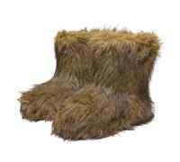 Winter Mid-Calf Fashion Boots For Ladies Fluffy Fur Boots For Women Round Toe Flat Boots Luxury Warm Synthetic Fur Lined Snow Boots Non-Slip Fur Boots Girl Indoor Outdoor Wear Shoes Brown UK8.5