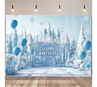 Winter Miracle Birthday background Ice Palace and snowflake pattern photography banner party
