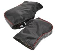 Winter Motorcycle Handlebar Gloves Muffs Leather Oxford Cloth Black | Reflective Strips, Block Cold Wind and Rain, for Night Riders, Snowmobile Handlebars Random Color