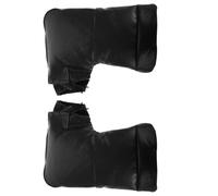 Winter Motorcycle Handlebar Gloves PU Leather Windproof Scooter Mitts | Black Cotton Cloth Lining, 13.5cm Openings, Anti-dropping Ropes, Hand Windshield for E-bike and Bicycle Handlebars
