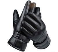 Winter Motorcycle Riding Gloves for Men Featuring Full Palm Fleece Lining, Windproof PU Leather, and Touchscreen Technology
