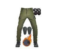 Winter Motorcycle Riding Pants Comes With Removable CE Armor Waterproof, Padded Motorbike trousers (Color : Green upgrade, Size : XL)