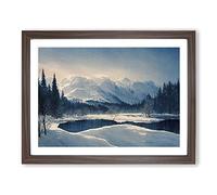 Winter Mountain Landscape Vol.1 H1022 Framed Print for Living Room Bedroom Home Office Décor, Wall Art Picture Ready to Hang, Walnut A4 Frame (34 x 25 cm)