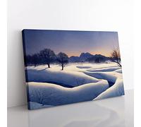 Winter Mountain Landscape Vol.3 Canvas Wall Art Print Ready to Hang, Framed Picture for Living Room Bedroom Home Office Décor, 76x50 cm (30x20 Inch)