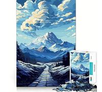 Winter Mountain Landscape with Stone Path 1000 Piece Jigsaw Puzzles for Teenagers Recall Fun Play Tight Interlock No Gaps Family Fun Night Activity (50x75cm)