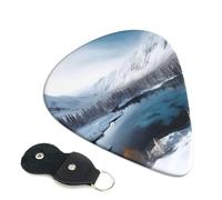 Winter Mountains Snow Scene 6 Pack Guitar Picks With Holder, Personalized Guitar Plectrums Non-Slip Portable Ukulele Bass Picks 0.46mm For Acoustic Guitar Lovers Gifts