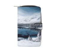 Winter Mountains Snow Scene Wallet Multifunctional Leather Wallets for Men Compact Long Wallet Credit Card Holder Passport Bag
