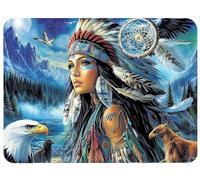 Winter Mouse Mat 360x300x3mm Wolf Girl Mouse Pad, Thick Non-Slip Rubber Base Desk Mat and Stitched Edge, Optimised for Gaming Sensors Mousepad Office Accessorie for Home Computers Laptop PC, Model857