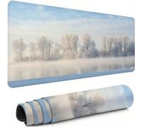 Winter Mouse Pad XXL 800 x 400 mm, Large Mouse Mat Snow Scene Waterproof Desk Pad with Stitched Edges and Non-Slip Rubber Base, Comfortable Gaming Mousemat, for Improves Speed and Precision C-151