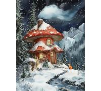 Winter Mushroom Cottage 300 Piece Jigsaw Puzzle for Adults, Creativity, Challenging and Difficult Puzzle, Brain Teaser Puzzles for Adults 300 Pieces for The Whole for Women, Men