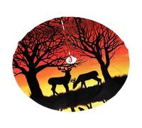 Winter Nature Deer Print Christmas Tree Skirt For Christmas, New Year Halloween Celebrations