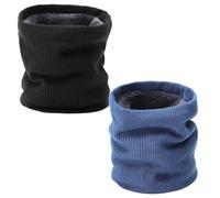 Winter Neck Warmer Gaiter, Windproof Thermal Knitted Snood Scarf for Men Women Fleece Lined Infinity Thicken and Dust Skiing Cycling Running Outdoor Sports, Unisex, Black/Blue