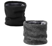 Winter Neck Warmer Gaiter, Windproof Thermal Knitted Snood Scarf for Men Women Fleece Lined Infinity Thicken and Dust Skiing Cycling Running Outdoor Sports, Unisex, Black/Dark Gray