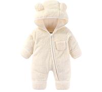 Winter New Born Baby Clothes with Zip Pocket Solid Colour Windproof Fleece Hooded Romper Soft Warm Comfortable Baby Hooded Rompers Fashion Casual Plush Woven Tucked Cotton Patchwork Babies Onesies
