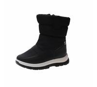 Winter New Thickened Big Kids Boots Mid Tube Student Cotton Shoes Fashionable Children's Boots Plus Velvet Thickened Girls School Boots Size 1 (Black, 12.5 Little Child)