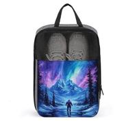 Winter Northern Lights Purple Blue Mountains Shoe Bag for Travel Daily Use Anti-dust Storage Carrier Golf Shoe Pouch