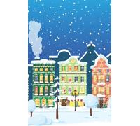 Winter Notebook | Lined | 100 pages | white paper | Christmas & Winter edition: Cute Diary, Journal | Winter Holiday | snowy night at the town | 6 x 9 inches