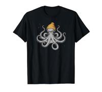 Winter Octopus Beanie Funny Ocean Novelty Graphic Value Graphic T-Shirt, Men, Black, XL