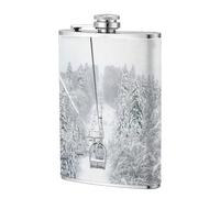 Winter Old Cable Ski Lift Portable Stainless Steel Small Flagon, Outdoor Flat Pocket Liquor Flask Wine Pot Hip Flask