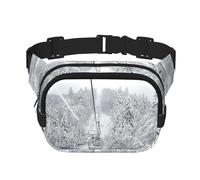 Winter Old Cable Ski Lift Square Double-Layer Waist Bag Chest Bag Crossbody Bag Running Travel Hiking Waist Bag