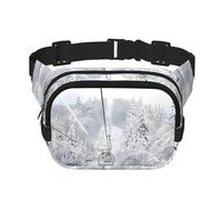 Winter Old Cable Ski Lift Unisex Adjustable Waist Square Double Layer Waist Pack for Outdoor Activities Travelling Running Hiking