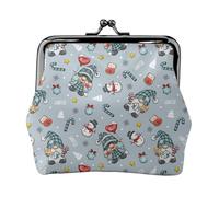 Winter Old Man And Snowman Coin Purse, Kiss-lock Change Purse Wallets, Small PU Leather Coin Purse for Women