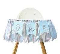 Winter Onederland High Chair Banner - Winter Onederland 1st Birthday High Chair Banner,Snowflake First 1st Birthday Decoration,Baby Blue Silver,Winter Cake Smash Backdrop