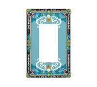 Winter Ornate Light Switch Cover Plates/Outlet Covers, Turquoise Festive Patterns for Wall Accents, Thermoplastic Wall Plates, Standard Size Single Rocker