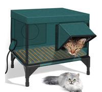 Winter Outdoor Heated Cat House, Insulated Outdoor Cat Shelter with Two Exits, Indestructible Heated Cat House for Outside M(53 * 33 * 30cm)