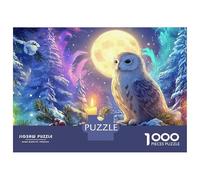 Winter Owl 1000 Piece Jigsaw Puzzle Owl in Moonlit Winter Night Premium Eco Paper Puzzle with Smooth Cut, Relaxing Brain Game for Adults 38x26cm/1000pcs