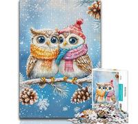 Winter Owl Adult Jigsaws 1000 Pieces Difficult,Decompressing Intellectual Educational Toy Suitable for Desktop Decoration (38x26cm)