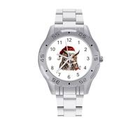 Winter Owl Christmas Quartz Wrist Watch Stainless Steel Watches for Men Women Easy to Read