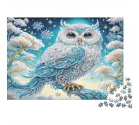 Winter Owl Gem Puzzle 1000 Pieces Recycled Paper for Adults Puzzle for Adults Educational Game Challenge Fun Home Present Great Gift for Kids Age 12 Years Up 70x50cm/1000pcs