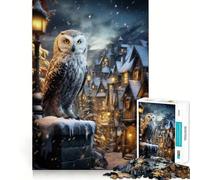Winter Owl Jigsaw Puzzles1000 Pieces Recall Skill Fun Professional Grade Cutting Thoughtful Gift for Mind Activity (50x75cm)